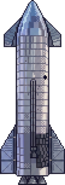 Pixel-art Starship rocket