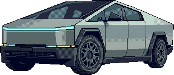 Pixel-art Tesla Cybertruck